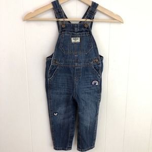 Vintage Oshkosh B'Gosh Vestbak Overalls Blue‎ Denim Rainbow Size 12-18 Months